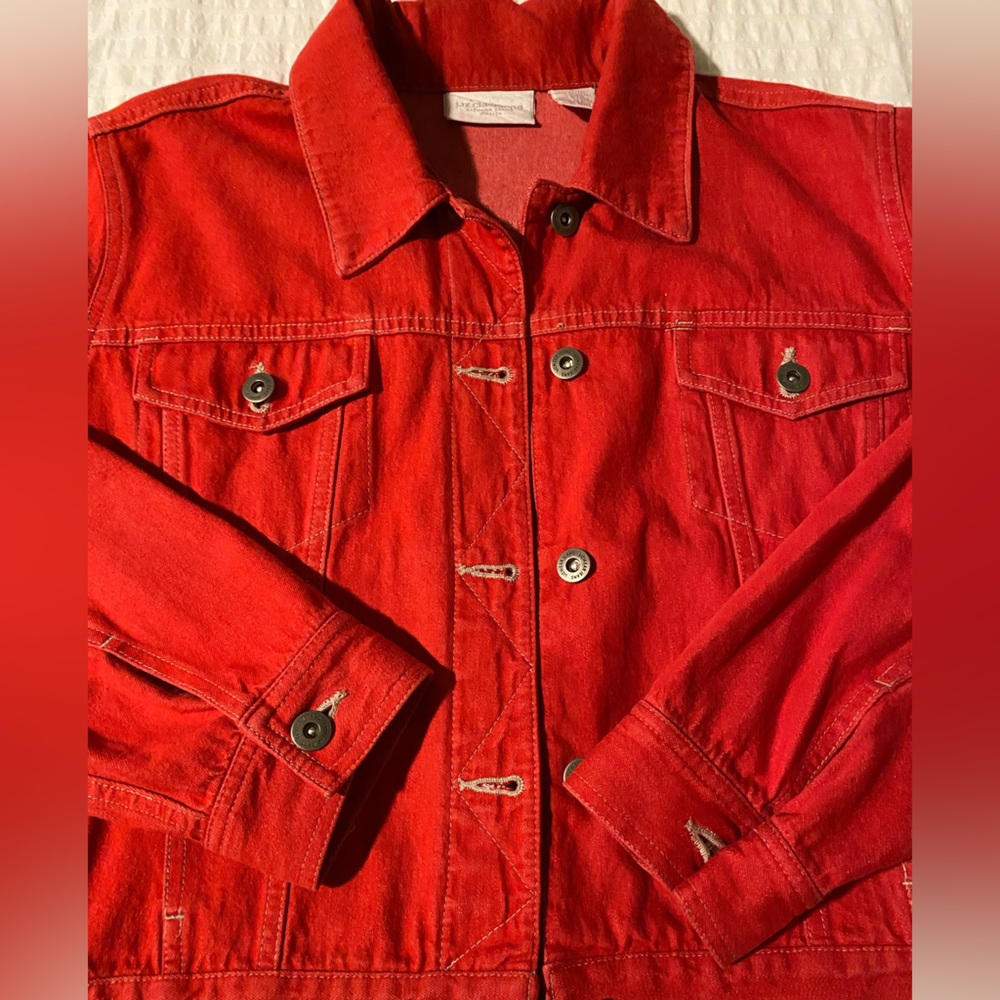 Red denim jacket